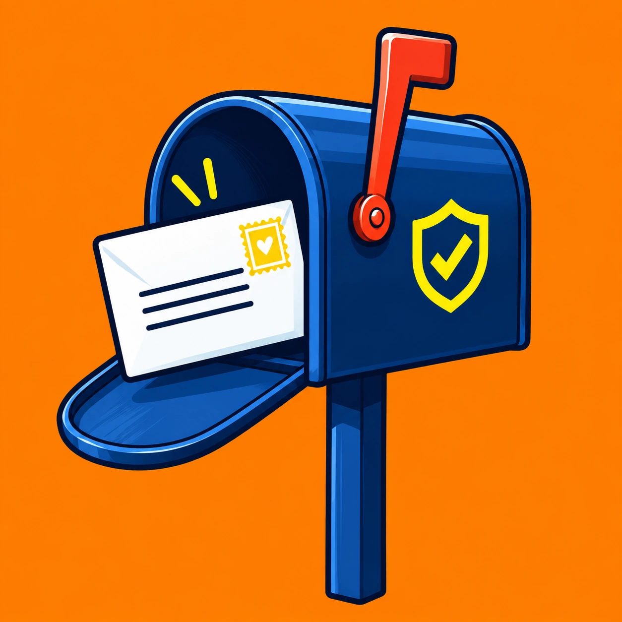 An illustrated Street Smart mailbox with a letter